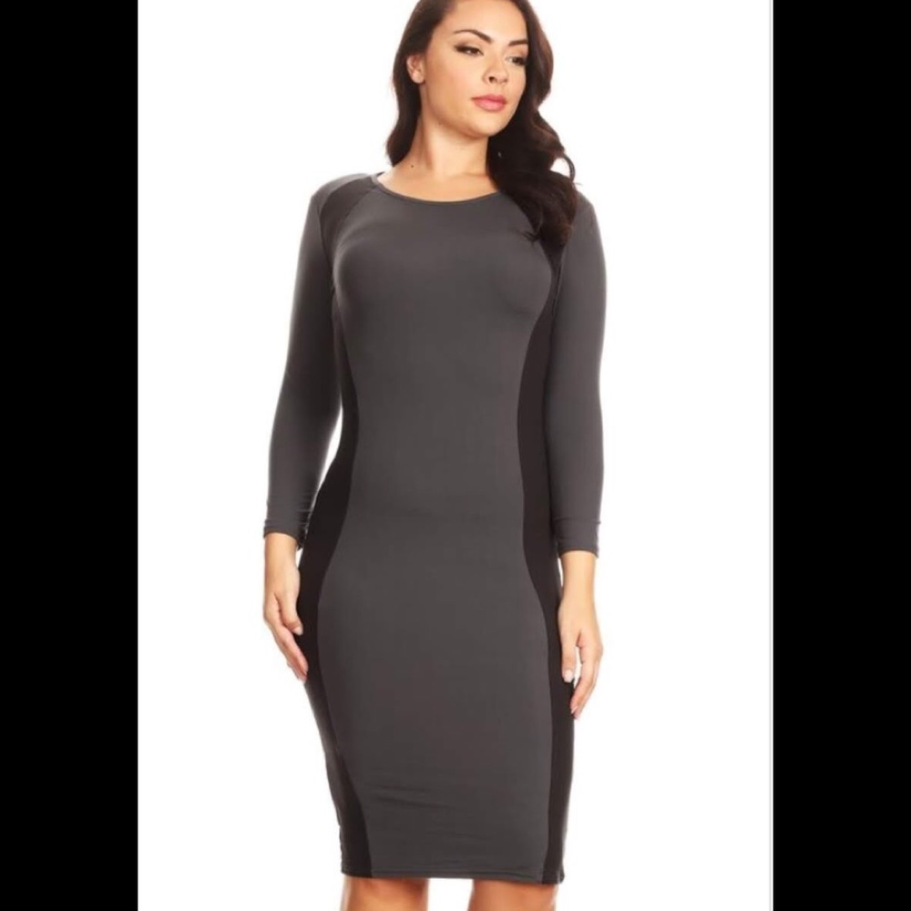 🔥 SOLD OUT!!🔥Plus Color Block Midi Dress